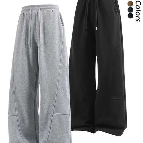 Men's Fleece-Lined Loose Wide-Leg Sweatpants, Y2K Street-Style Oversized Joggers, Casual Loungewear Pants, Casual Chic Trousers, Deconstructed Leisure Trousers, Athleisure Style Pants Suitable for Daily Wear & Street Fashion