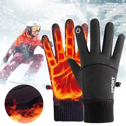 Joytutus Men's Rechargeable Heatable Motorcycle Gloves - Waterproof, Windproof, Cold Resistant, Touch Screen, Multi Functional Motorcycle Accessories for Winter Urban Moto Sports, Ski & Fish Warm