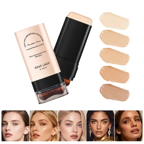 Alcohol-Free Dual-Ended Foundation-Concealer Stick - High Quality Cosmetics, Makeup Products, 5 Multiple Shades (04#Wheat Option), Suitable for All Skin Types, Even Skin Tone & Texture, Long-Lasting, Limited Edition, 30g, 24-Month Shelf Life, Adult Care