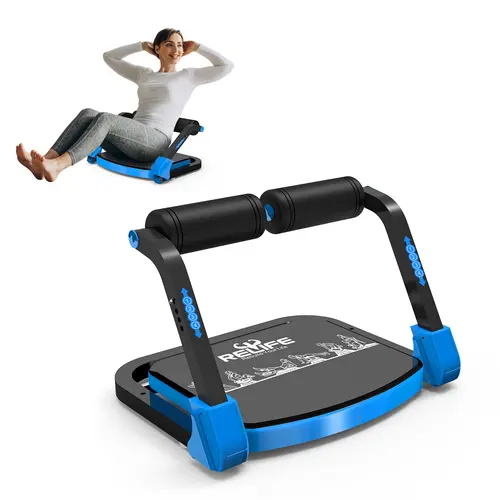 RELIFE Foldable Steel Multifunctional Ab Machine - Abdominal Core Equipment, Automatic Rebound, 330lb Capacity, Adjustable Unisex Fit, 6 Months Coverage, Home Gym Equipment, Gym Stuff for Core Training
