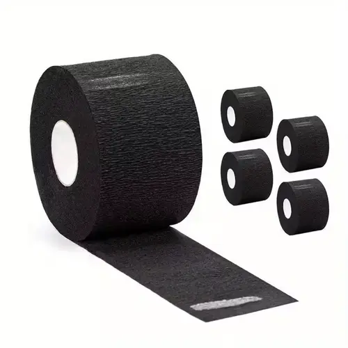 Professional Disposable Heatless Stretchy Paper Barber Neck Strips - 5-Pack (500 Strips), Black Unisex Haircare Equipment, Comfortable Fit Salon Haircut Tools for Adults