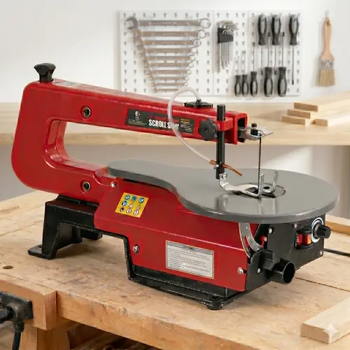 GARVEE 16in Variable Speed Electric Scroll Saw for Woodworkers - 400-1600 Strokes/Min, 24.2 lbs, Extra-Large Adjustable Tilting Table, LED Lit Work Zone, 18 Teeth Saw Blades, Tool Box, Tool Kit, Stainless Steel Steady Hold Shoe for Precise Cuts
