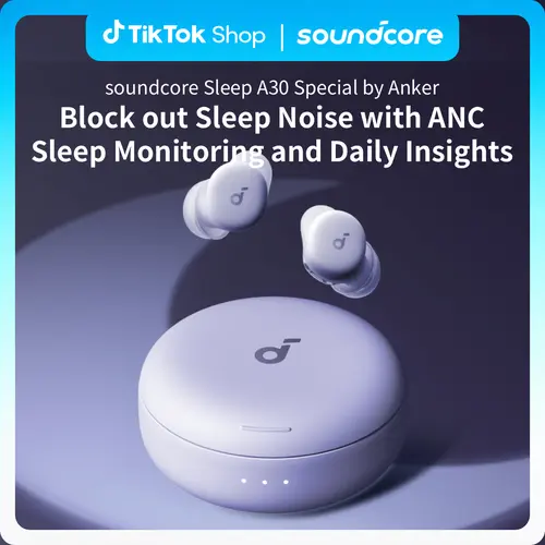 SOUNDCORE Earbuds Sleep Aid for Side Sleepers Wireless; Triple Noise Reduction, Ultra Comfort, Sleep Monitoring & Insights, 8-10H Playtime