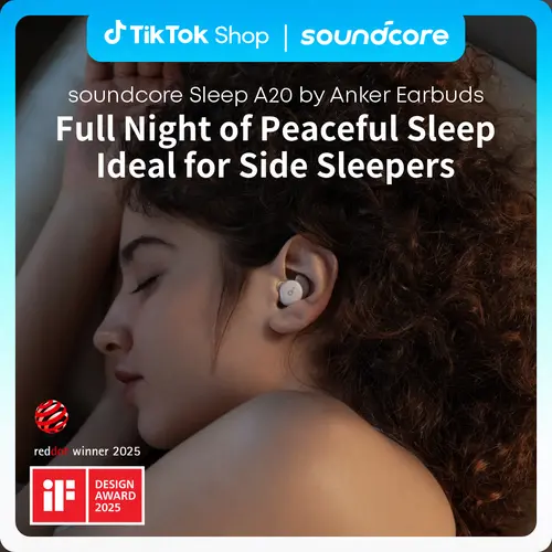 soundcore Sleep A20 Wireless In-Ear Headphones by Anker, 30dB High-Frequency Noise Reduction, Small Earplugs for Side Sleepers, 80 Hours Playtime, Bluetooth 5.3 Streaming, Sleep Monitor, Personal Alarm #tiktokshopsummersale