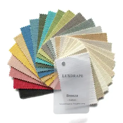 LUXDRAPE Breeza Cotton Fabric Swatch Booklet - 24 Curated Shades, Versatile for Custom Drapes, Roman Shades, Decor & Interiors Textiles