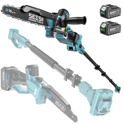 【DealsForYou】SEESII (10/8)-Inch 2-in-1 Cordless Pole Saw & Mini Chainsaw, 900W Brushless Motor & 2 x 2/4.0Ah 21V Batteries, 16Ft Max Reach & 14 Piece Kit for Tree Trimming P10 Uniq/P8 Ace/P6 Ace CHT11