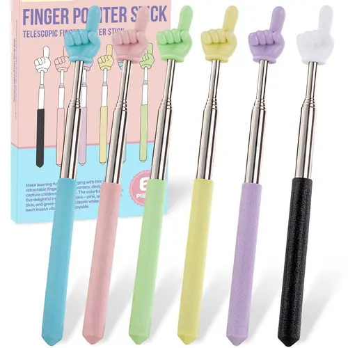NOKOGMT 6PCS ABS Plastic 20cm Adjustable Height Finger Pointer Stick - Sturdy Steel Effortless Extendable Reach Office Accessories, Engaging & Colorful Design Gift-Ready Supplies for Teachers, Coworkers