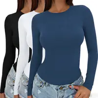 【Limited time deal】【Fast Shipping】Women's Undershirt Long Sleeve SlimRound Neck Slim Fit Streetwear Basic Minimalist Womenswear Topmmer Crop Wo