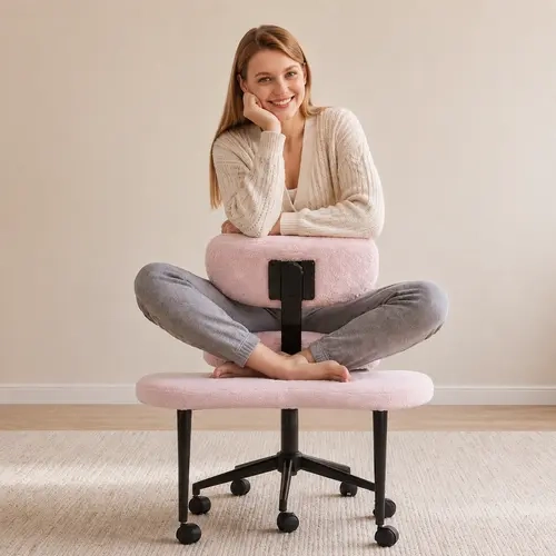 Sweetcrispy Sturdy Armless Modern Single-Seat Office Criss Cross Chair - 360° Swivel Wheels, Adjustable Rest, Comfy Desk Chair for Home Office Work/Mediation