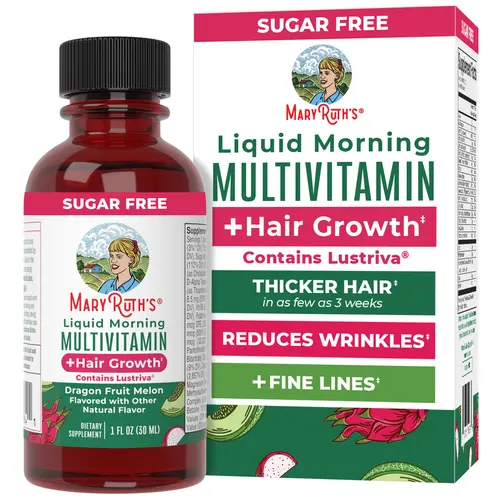 MaryRuth's Travel Pack Liquid Multivitamin + Hair Growth With Clinically Tested Lustriva - Thicker Hair - Reduce Wrinkles & Fine Lines - 1 Fl Oz