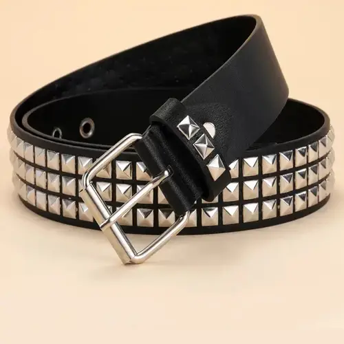 Unisex Pyramid Buckle Metal Waist Belt, Korean Style Punk Fashion, Alloy Pants Strap, Men & Women Universal Accessory, Casual Dress Belt, Street Style Belt, Fashion Belts