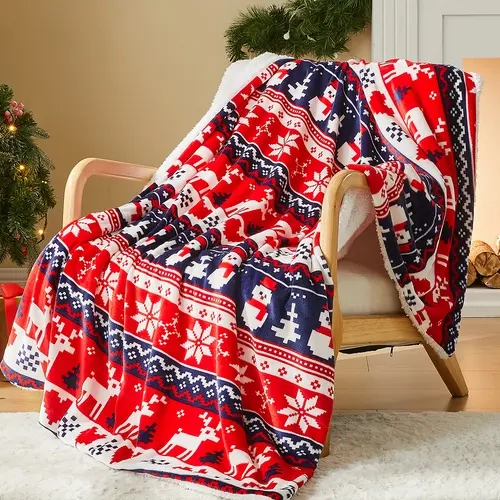 Christmas Throw Blanket,Winter Holiday Sherpa Fleece Blanket, Premium Warm Cozy Christmas Blankets and Throws,Christmas Decorations, Christmas Gift  50" X 60"