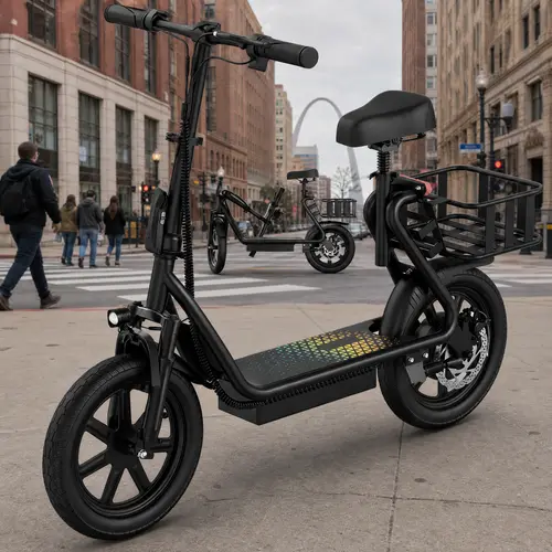 Premium Foldable Electric Scooter for Adults – 500W Motor, 27-49 Miles Range, 22 MPH Top Speed, 14" Tires, with Back Basket & APP Control.SummerWins,Father's Day Gife