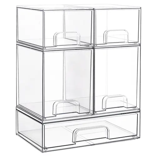 [Video Only]Vtopmart 5/8 Pack Stackable Multi-Compartment Nursery Bottle Station & Makeup Organizer Box BPA-Free Plastic Storage Bins with Smooth Slide, Flexible Multi-Size Design, Waterproof Dorm Home Organizers, TikTokShopFallDealsForYou, Halloween Gift