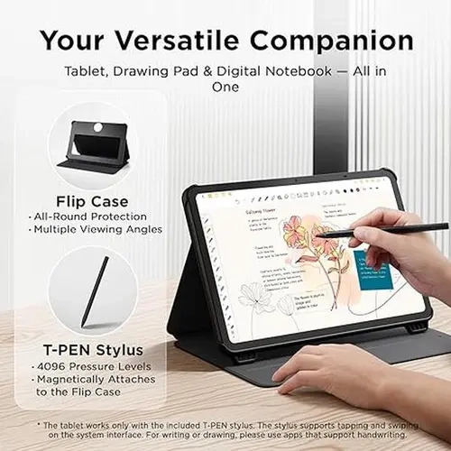 TCL NXTPAPER 11 Gen 2 Durable Digital Tablet - 11-in 2K HD Screen, MediaTek Helio G80 Chip, Android 15, 8000mAh Battery, AI Productivity Device with T-PEN Stylus, Flip Case, Metal Camera Stand, USB Charging, Digital Camera for Drawing, Note-Taking