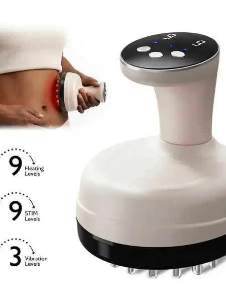 VUFVOID 3 in 1 Electric Handheld Massager with Heat and Vibration, Drainage & Anti Swelling GuaSha Tool For Belly Legs Full Body, Gift for Mom