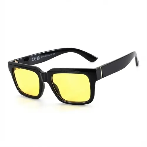 ZENOTTIC Unisex Trendy All-Face Rectangle Sunglasses - Polarized Glare Cut TAC Full Rim, UV400 Protection, Yellow Lenses for Night Vision Boost (Enhances Night Vision), Driving, Women's Stylish Fashion Eyewear Accessory