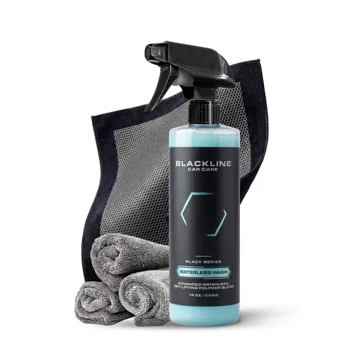 BLACKLINE Car Wash Kit with Car Detailing Products & Accessories - 3-Pack Edgeless Soft Microfiber Towels, Clay Towel (Polymer Rubber), 16oz Waterless Wash, Smooth Glide & Lift Dirt, Fast Decon, Scratch-Free Glass-Smooth Finish, Ceramic Coating Prep