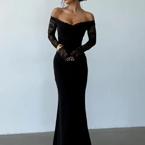 One Shoulder Lace Trim Dress, Elegant Spaghetti Strap Design, Perfect for Party & Casual Wear, Stylish Women's Clothing