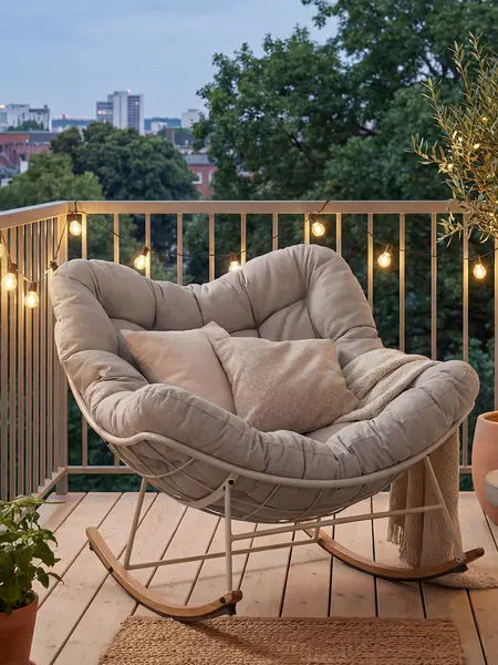 GRANDPATIO Oversized Weather-Resistant Rocking Chair with Cushion - Comfy Chairs, Indoor Outdoor Patio Apartment Chill Room Furniture, Outdoor Recliner