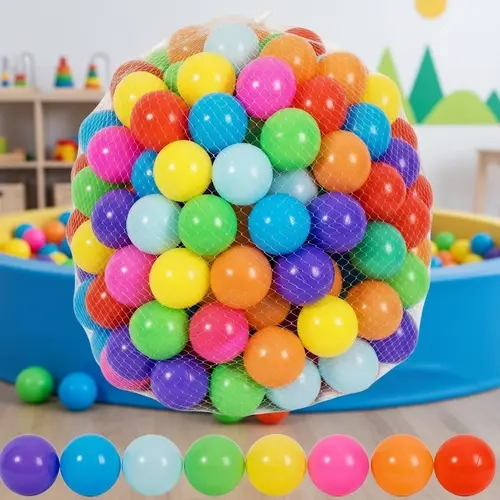 Ball Pit Balls 100 Count 8 Bright Colors 2.2 Inch Non-PVC Plastic Phthalate Lead & BPA-Free Safe Durable Play Balls for Kids