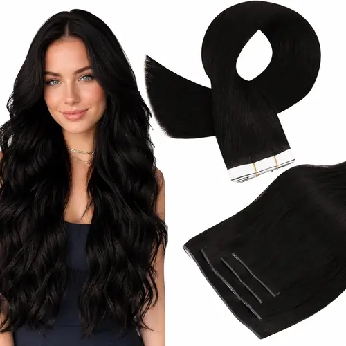 LaaVoo PU Tape-in Weft Hair Extensions, 4-Piece Weft Set, 90-120g & Genius Weft,50-80g