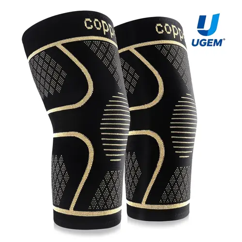 UGEM Copper Knee Braces for Women and Men 2 Pack Knee Compression Sleeve for Pain Relief Arthritis ACL Meniscus Tear Joint Support for Running Working Out Fitness Weightlifting M