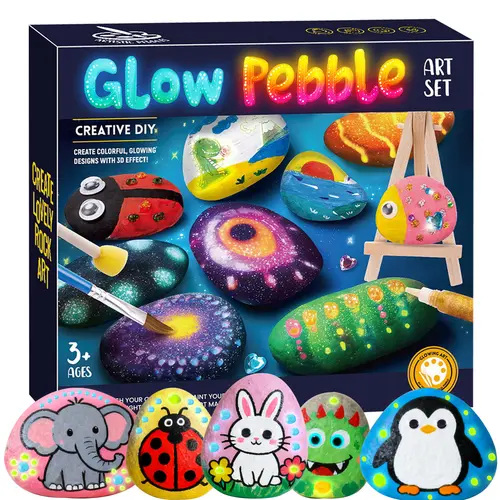 Glow in the Dark Rock Painting Kit for Kids DIY Arts and Crafts Creative Sensory Toy for Girls and Boys Ages 6 to 12 Valentine Classroom Gift Birthday Christmas Present tiktokshopspringglowup,#SummerWins #DealsForYouDays