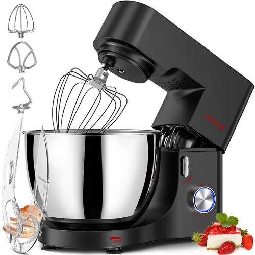 COOKLEE 9.5 Qt 660W Stand Mixer - 10-Speed Electric Kitchen Mixer with Dishwasher-Safe Attachments (Bread Dough Hook, Flat Beater, Wire Whip, Pouring Shield) for Home Bakers