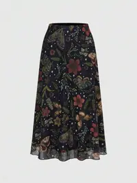 Women's Gothic Plant Bat Moth Butterfly Spider Skull Moon Pumpkin Print A-Line Fitted Punk Mini Skirt, Autumn Winter Natural Bohemian Style Party Dress, Fashion