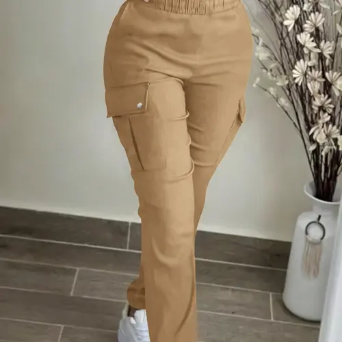 Women's Mid-Waist 3D Pocket Work Pants, Versatile Everyday Casual Trousers, Perfect for Sports, Leisure and Workout, Stylish, Sporty, Fitted and Comfortable, Casual Minimalist Pants, Casual Fashion Bottoms