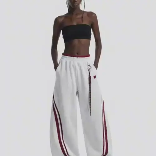 Aelfric Eden Men's Stripe High-Waist Baggy Wide-Leg Sweatpants with Pockets, Drawstring Elastic Waist, Vintage Casual Athletic Workout Streetwear Athletic Joggers (Small, Medium, Large, XL) Men's Bottoms Clothes,father'sdaygifts
