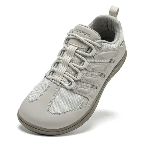 HOBIBEAR Unisex Sporty Running Shoes - Wide Toe Box, Wide Fit, Lightweight Minimalist Design, 0-Drop, Flexible Synthetic Upper, Anti-Slip Rubber Sole, Laces, for Natural Barefoot Movement, Outdoor Running, Walking