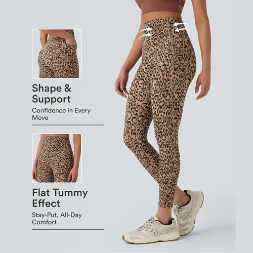 Halara UltraSculpt™ Leopard Print High Waisted Tummy Control Yoga Leggings with Pockets