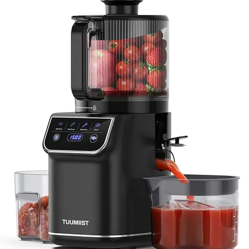 TUUMIIST Cold Press Juicer, Digital Touch Version OR Manual Version, 6.5" Wide Chute for Whole Fruits, High-Yield Slow Masticating Juicer, 100oz Large Capacity,Gift for Her & Him,Easy to Clean & Quiet
