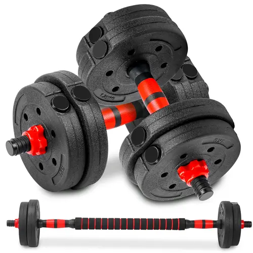 22LB Adjustable Dumbbell Set, Barbell with Thick Connecting Bumper Plate Combo for Strength Gym Training, Men and Women Free Weight Set Fitness Home Equipment