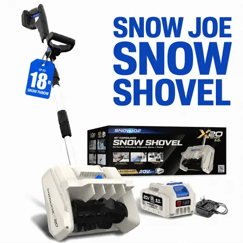 Clear Snow Fast! SNOWJOE 20V Cordless Snow Shovel Kit | 5000 mAh Rechargeable Battery + Charger