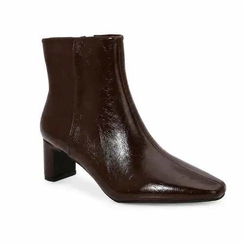 BERNESS Sean Women's Pointed Toe Short Boots, Vegan Leather Ankle Boots with 2 Inch Block Heel, Side Zipper and Minimalist Fall Style