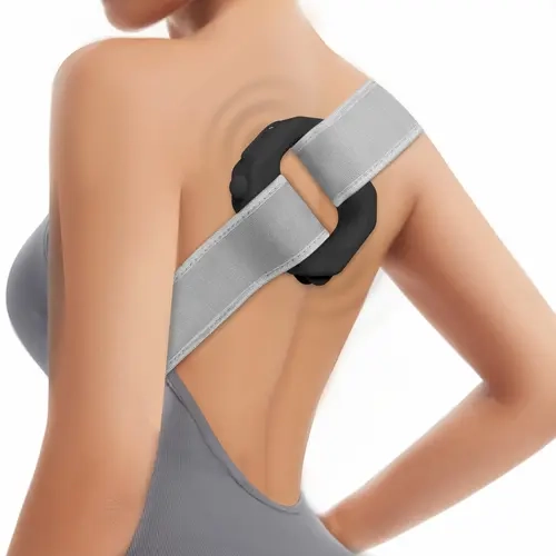 ADDWIN Back Massager Hands-Free Portable Back Massager with Adjustable Speeds, Wireless Rechargeable, Black & Pink