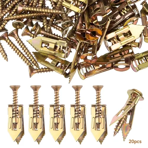 DABATR 20PCS Self-Drilling Drywall Anchors Kit No Drill Needed Easy Hang for Home & Office Includes 20 Anchors 20 Screws for Quick Install Adjustable Hooks & Bracket