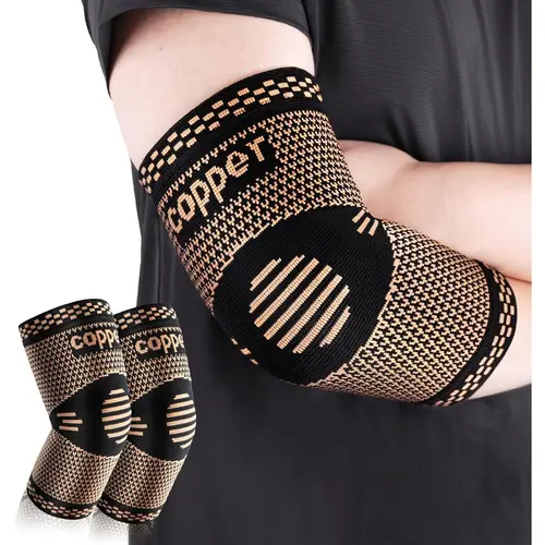 UGEM Copper Fabric Pull-On Armsleeve - Multi-Size Sports Compression Sleeve, Elbow Length, Arthritis Support, Maximum Pain Relief for Active Adults