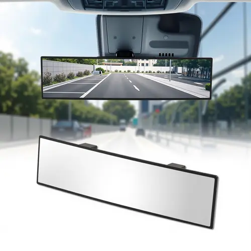 Car Rearview Mirrors, Shock Resistant lnteriorClip-on Panoramic Rear View Mirror for CarWide Viewing Range, 12 inch HD Universal Usefor Cars, SUVs, Trucks, Vehicles (White)	toolupgrade