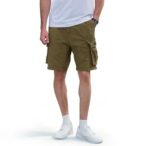 MAGCOMSEN Men's Cotton Blend Spandex Cargo Shorts - Menswear, Mid Waist, Adjustable Elastic Drawstring Waistband, 6-Pocket Storage, Active Casual Pockets, Baggy Jorts, Above the Knee, Cool, Casual Outdoor Workday & Beach Activewear