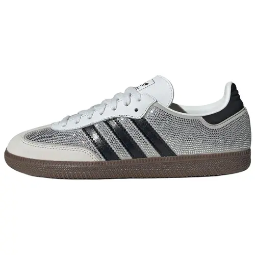 adidas Samba OG 'Rhinestone Crystal White' Women's Athletic Sneakers - Vintage Classic Casual Trainers, Round Toe, Lightweight, Rhinestone Accents, Shimmer Detail, True Size Sports/Walking Shoes