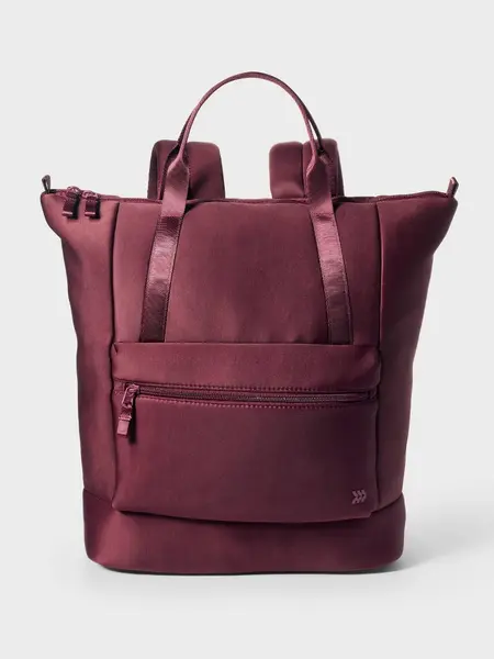 Women's All in Motion Faux Neoprene Backpack Tote w/ Laptop Pocket - Maroon