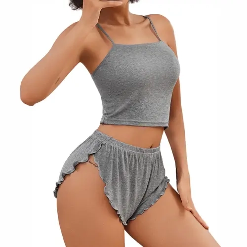 Avidlove Women Cami Ribbed Pajama Set Sexy Side Slit Sleepwear Soft Lingerie 2 Piece PJ Set Cute Elastic Gifts