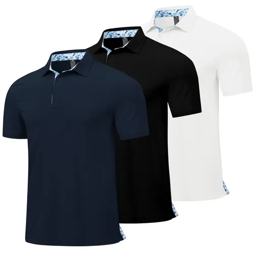 YSENTO 3-PAC Mens Polo Shirts Short Sleeve Dry Fit Moisture Wicking Sports Golf Tennis T-Shirt