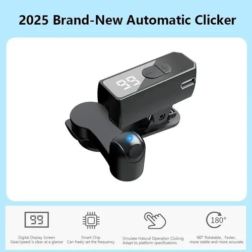 2025 Upgraded Plastic Portable Wireless Auto Clicker Controllers (Black 2pcs) for Smartphones - Built-in Batteries, No Power Source Needed, Continuous Tap Simulation, Gaming & Live Streaming Accessories for Gamers