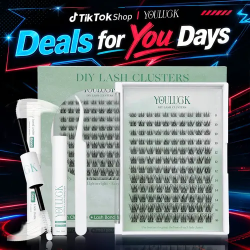 YOULUCK Brown Enchantress Eyelashes Clusters Kit, Makeup Eyelash Extensions with Ultra-Thin Band, Lightweight Feather-Light False Lashes Set Including Adhesive, Glue Remover & Tweezer for Easy At-Home Application