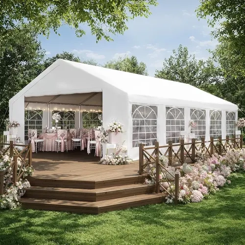 Aoxun Heavy-Duty Outdoor Steel Frame Party Tent Canopy - Waterproof, Adjustable, with Removable Sidewalls, Roll-Up Door & Sidewall Flex, Portable Carport for Birthday Parties, Weddings